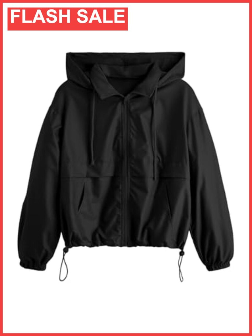 Women's Zip Up Hooded Windbreaker Jacket Loose Fit Athletic